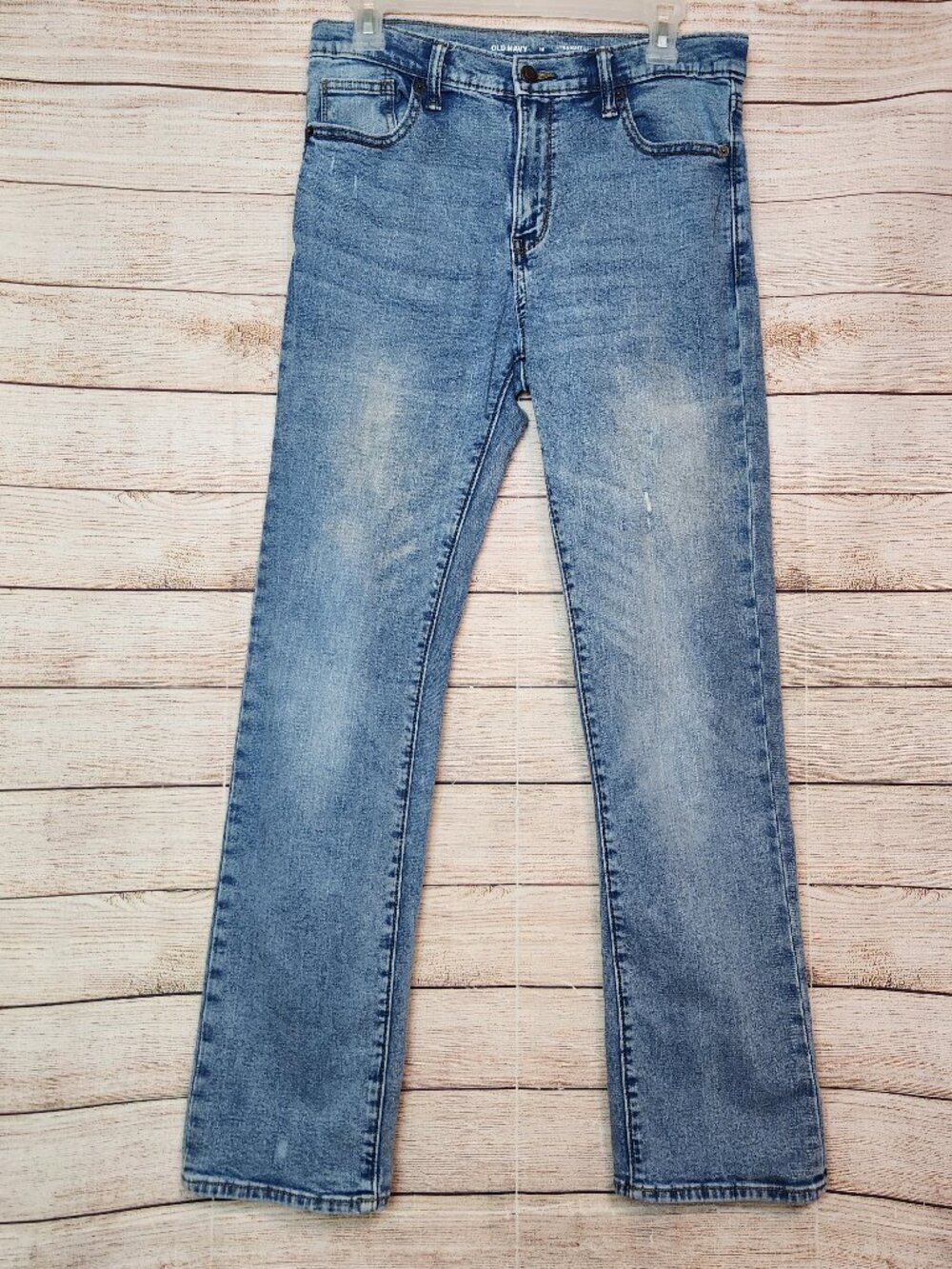 Old Navy Straight Leg Distressed Jeans Women's Size 16 Built in Flex Stretch